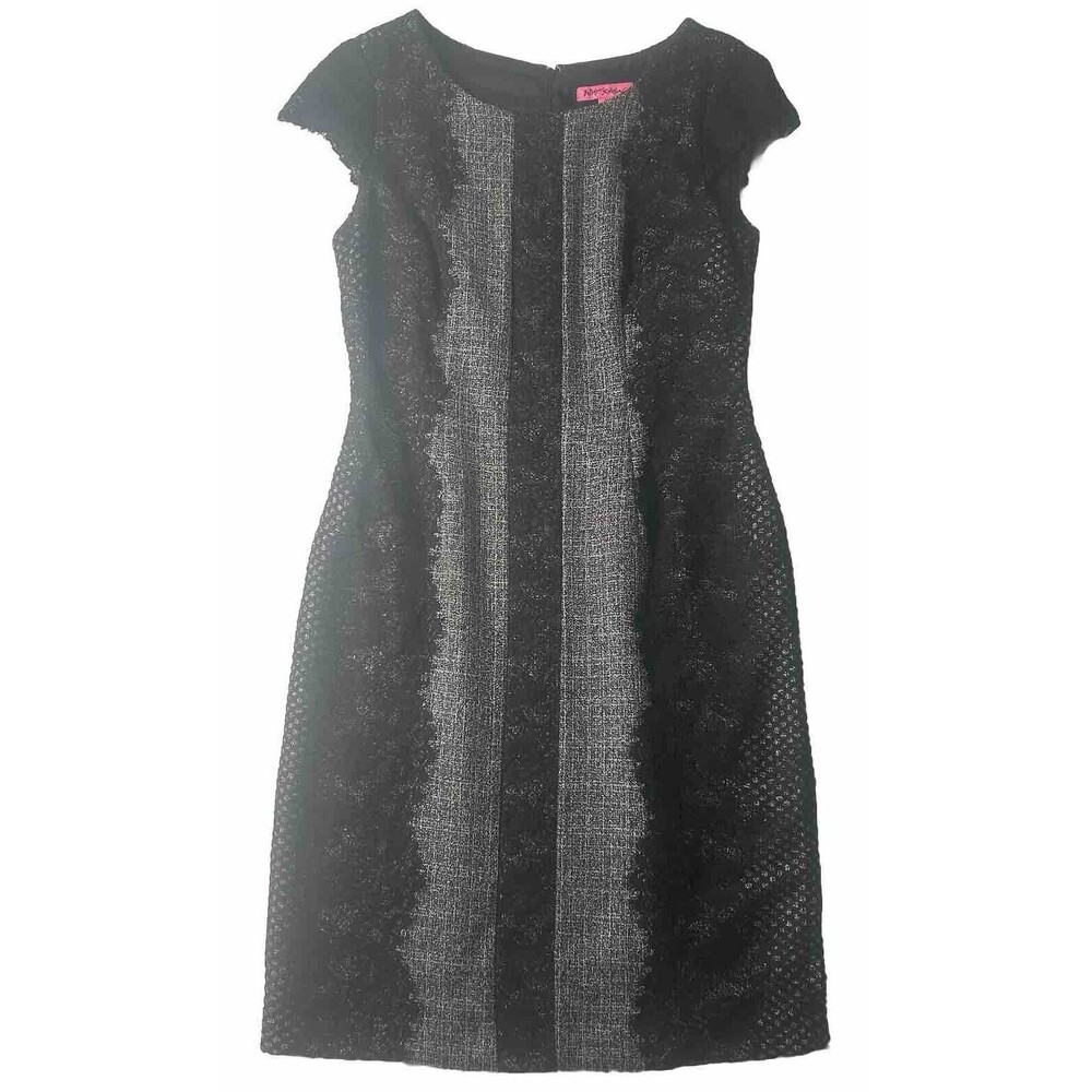 Betsey Johnson Women’s10 Sheath Zip Knee Career Goth Lace Classiccore Whimsy BLK